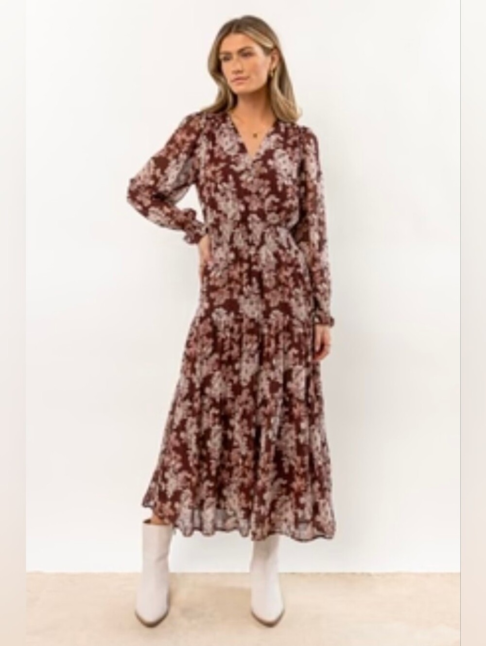 Bohme Linden Floral Boho Midi Dress